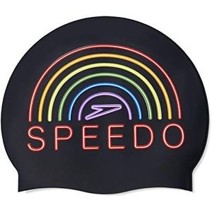 Speedo Uniseks siliconen badmuts, zwart/regenboog, eenheidsmaat