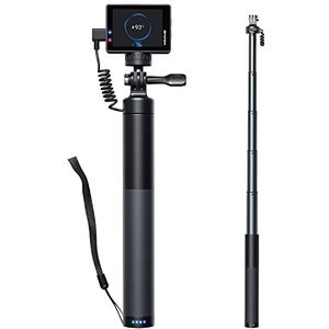 WOLFANG GB2200 Selfie Stick Pro Oplaadbaar met oplaadbare batterij 2600 mAh, selfiestick, zwart, draaibaar, voor sportcamera, Gopro, reizen (24-60 cm)