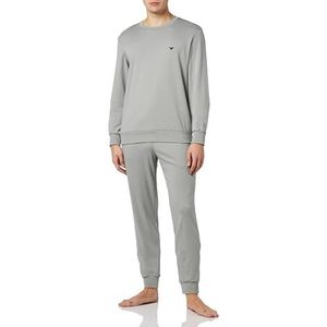 Emporio Armani Emporio Armani Interlock pyjamaset voor heren met sweatshirt en broek, pyjamaset voor heren (2 stuks), Steen