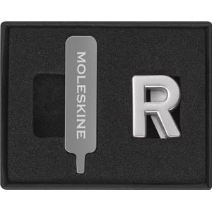 Moleskine Pins voor notitieboek of agenda letter R, letterspelden, personaliseer de sluiting met een elastiek, gepersonaliseerde cadeau-ideeën, kleur zilver