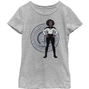 Marvel T-shirt met korte mouwen voor meisjes, klassieke snit, grijs gemêleerd, L, grijs.