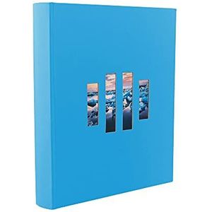 Exacompta - Ref. 16071E - Fotoalbum Boek Milano - 300 foto's - 60 zwarte pagina's - Formaat 29 x 32 cm - Deksel van blauw papier in textiellook - Kijkvenster voor personalisatie - FSC® gecertificeerd