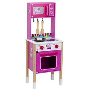 Theo Klein 7319 Barbie Epic Chef keuken, van hout, met kookplaat, oven en magnetron, accessoires voor speelgoedkeuken inbegrepen, voor kinderen vanaf 3 jaar