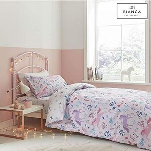 Bianca Fine Linens hoeslaken voor slaapkamer, eenhoorn- en sterrenmotief, 25 cm, roze
