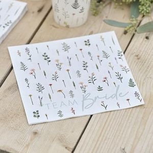 Ginger Ray Team Bride papieren servetten met bloemenprint voor vrijgezellenfeest, meerkleurig, 16 stuks