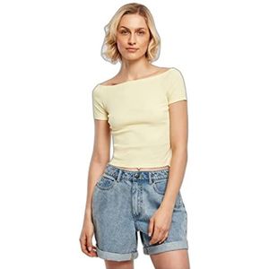 Urban Classics Dames T-shirt korte mouwen schoudervrij in vele kleuren maten XS tot 5XL, Zacht geel