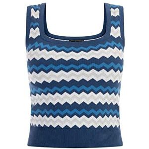 faina Débardeur en tricot pour femme, Bleu multicolore., XS