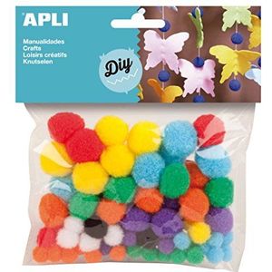 APLI 13061 – zak met 78 kleurrijke pompons om te knutselen