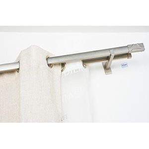 Dubbele gordijnstang, 31 x 12 mm, L 280 cm zonder ringen van gesatineerd staal - compleet