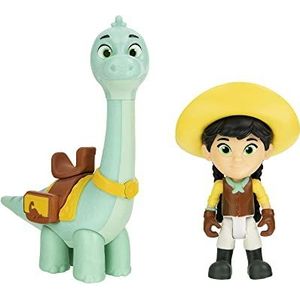 Dino Ranch Min & Clover figuren hoog ca. 7,5 cm en dinosaurussen hoogte 9 cm zirkonia, zoals in de Animekarton, voor kinderen vanaf 3 jaar, DNA00200, voordoelen spelletjes