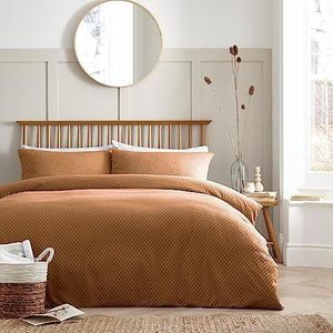 Appletree Loft Santos beddengoedset, 100% katoen, voor tweepersoonsbed, terracotta