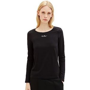 TOM TAILOR 1039760 T-shirt met lange mouwen voor dames, 14482 - Deep Black.