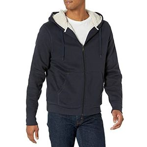 Amazon Essentials Herentrui met capuchon van fleece, gevoerd met sherpa en doorlopende ritssluiting, marineblauw, maat M