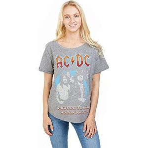 AC/DC ACDC-Highway World Tour 79' – Ladies Fashion Med T-shirt, grijs (grafiet Grh), maat 40 (fabrieksmaat: medium) dames, grijs (grafiet Grh), M, grijs (grafiet Grh)