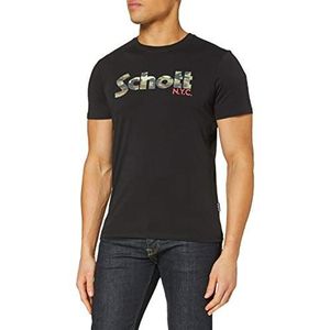 Schott NYC T-shirt voor heren, zwart/camouflage