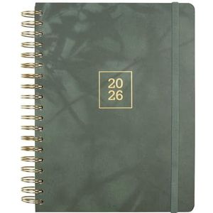 Finocam Spiraalplanner 2026, 1 dag per pagina | januari - december (12 maanden) | Jaarplanner 2026 met elastiek | Polypropyleen omslag Spiraal Design Collection - Flora - Frans