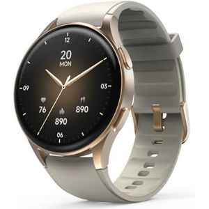 Hama Smartwatch 8900 GPS AMOLED 1,32 inch Alexa Telefoon Rond Goud, Sehr Angenehm, Modern, Goud, Modern