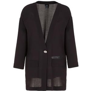 Armani Exchange Casual blazer voor dames, klassieke pasvorm, één knopen, logo, zwart, XS, zwart.