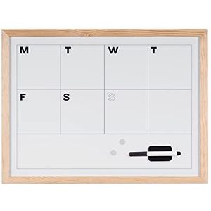 Bi-Office Weekbord, magneetbord, droog afwisbaar, houten frame, grenen 90 x 60 cm