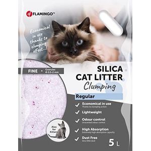 Flamingo Kattenbakvulling – neutrale geur – koolgranulaat – 5 l voor 6 weken – oorsprong Canada – neutraliseert onaangename geuren – zacht voor de poten – ook voor kittens