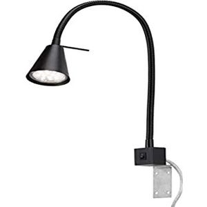 Briloner Leuchten LED bedlamp, bedlamp flexibele arm, incl. aan/uit-schakelaar, 4 watt. 400 lumen, 3.000 Kelvin, zwart, 4 W