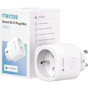 Meross Matter stopcontact (type E), 16 A wifi-stopcontact, compatibel met Apple Home, Alexa en Google Home, stopcontact met energiemeting voor fotovoltaïsche zonnepaneel, spraakbesturing en