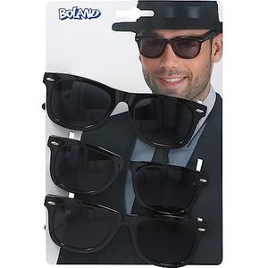 Boland - 3 paar partybrillen voor volwassenen, plezierbril, zonder correctie, zonnebril, slechte smaak, outfit, accessoires voor kostuum