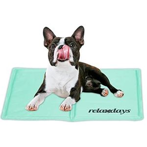 Relaxdays Koelmat voor honden, 40 x 50 cm, gel, wasbaar, huisdiermat, turquoise