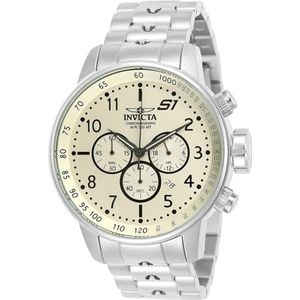 Invicta S1 Rally Herenhorloge, kwarts, roestvrij staal, 48 mm, Zilver/Ivoor, Horloge