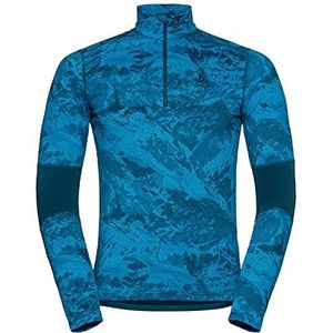 Odlo BL Top Turtle Neck L/S halve ritssluiting Whistler Eco Longsleeve shirt voor heren, Indigo Bunting Blue Wing Teal, XL, Indigo Bunting Blue Wing Teal