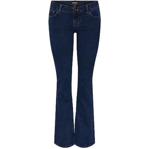 PIECES Pcpeggy Lw Flared DB Jeans Noos Bc Damesjeans, Donkerblauw denim