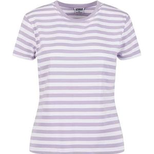 Urban Classics T-shirt à rayures régulières pour femme, Blanc/Dustylilac, 5XL