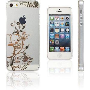 Xcessor Golden Flowers TPU Soft Case voor Apple iPhone SE / 5 / 5S Transparant / Goud