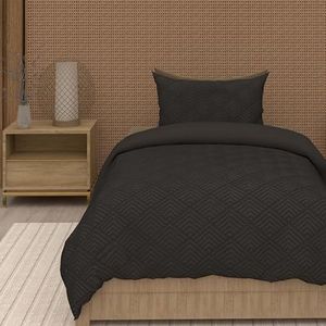 Intemporel Beddengoedset 3D-microvezel, 140 x 200 cm, Gaia zwart, door Soleil d'Ocre