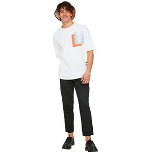 Trendyol T-shirt met korte mouwen voor heren, wit, Wit