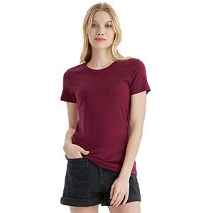 Merino Protect 100% Wol Merinos T-shirts Vrouwen Ronde Hals Korte Mouw Ondergoed Weerstand Geurlaag Basis voor Reizen Wandelen Tshirt, Donker rood