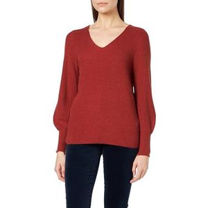 ONLY Vrouwelijke gebreide trui met V-hals, Geroosterde roodharige/Details: mix