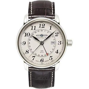 Zeppelin Herenhorloge, kwarts, analoog, met leren armband, 76425, meerkleurig, riemen, Meerkleurig, Riemen