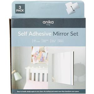 Anika Set van 3 zelfklevende vierkante spiegels, 15 cm, veelzijdig en functioneel, eenvoudig te installeren, elegant en modern, 60960
