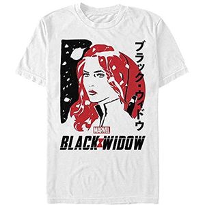 Marvel Zwart T-shirt met korte mouwen en getrokken weduwe-patroon uniseks T-shirt - volwassenen, wit, L, Wit.
