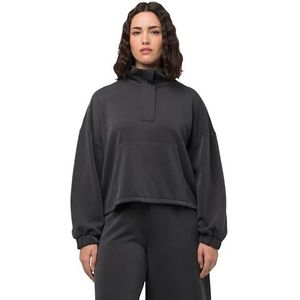 Ulla Popken Sweat-shirt à col montant et fermeture éclair dissimulée pour femme, Gris asphalte, 44-46 grande taille