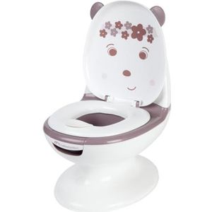 Bebeconfort Mini babytoilet, babypotje, zindelijkheidstraining, 1-4 jaar, 0-20 kg, met deflector, echt spoelgeluid, afneembare toiletpot, antislip rubberen voet, lavendelbeer