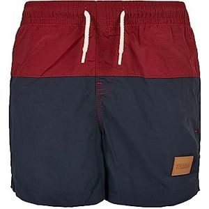 Urban Classics Boys Block Swim Shorts Zwembroek Jongens, marineblauw/bordeaux