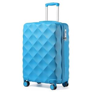 British Traveller Kleine koffer van 50,8 cm met harde schaal van ABS + duurzaam PC met 4 draaibare wielen, TSA-slot, YKK-ritssluiting (Mockingbird), spotvogel, blauw, S (50 inch), bagage, Blauwe