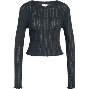 Noisy may Nmjudy L/S Babylock Detail Top Fwd Noos T-shirt met lange mouwen voor dames, zwart.