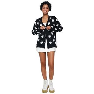 Trendyol Basic gebreid vest met V-hals, normale pasvorm, dameshemd (1 stuk), zwart., M