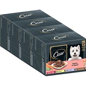 Cesar Selectie in sauzen - hondenvoer met vlees en groenten in één zak - 4 soorten - 48 x 100 g