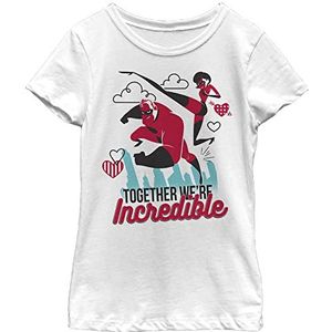 Disney The Incredibles Together Incredible Girls T-shirt met korte mouwen, wit, S, Wit