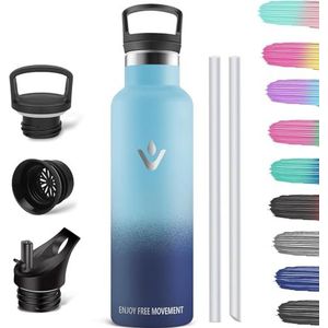 HoneyHolly 1 liter thermosfles, BPA-vrij, dubbelwandige vacuümfles, 18/8 roestvrij staal, voor sportschool, sport, fietsen