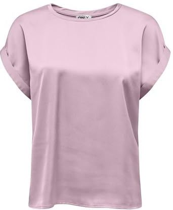 Onllieke S/S Satin Mix Top WVN Noos, Cradle Pink, S, Cradle Pink, S